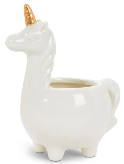 Small porcelain bowl shaped as a unicorn with a golden horn