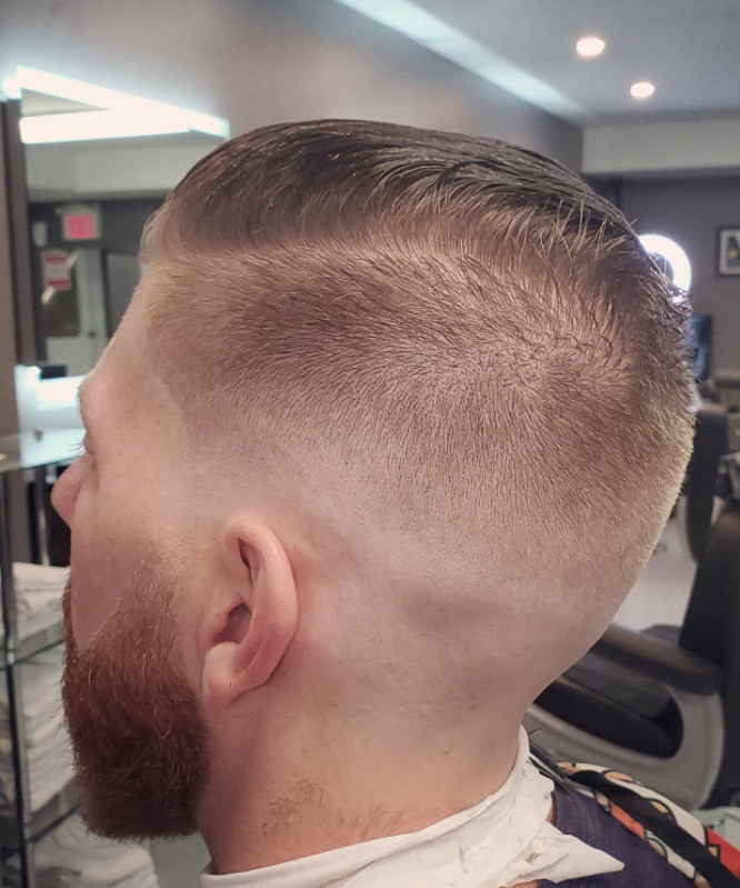 Picture of a haircut from a barber in a studio
