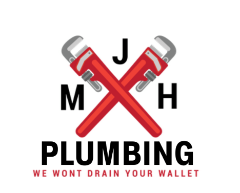 plumbing companies logo with tools in the shape of an x and a slogan at the bottom in red