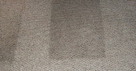 Brown carpet with stripes of clean vs. dirty