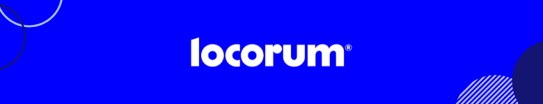 Locorum banner in bold blue