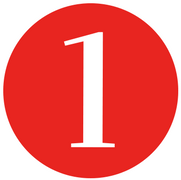 number one in white with a red background circle
