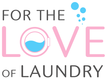 for the love of laundry logo with pink and blue accents