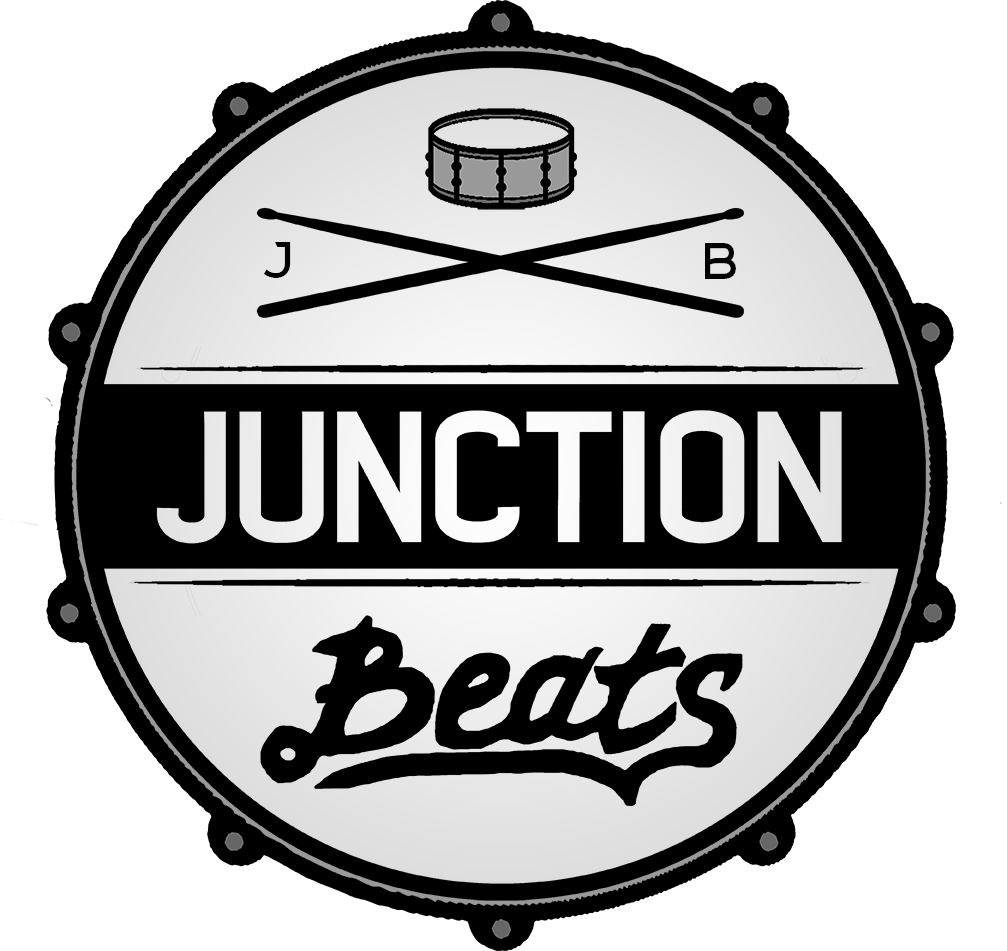 junction beats logo inside circle and black accents