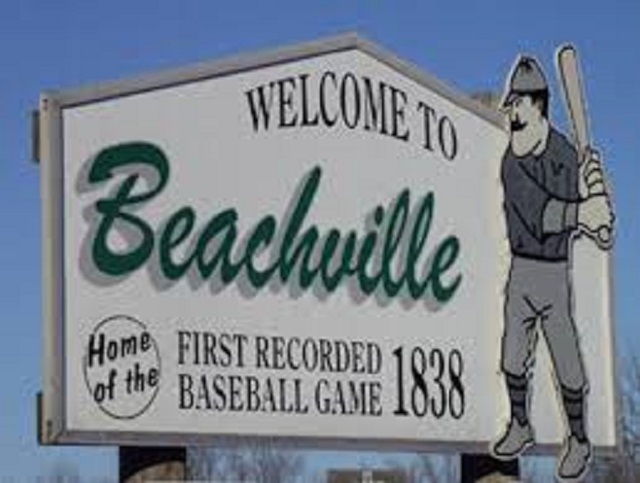 first recorded baseball game sign side view clear sky