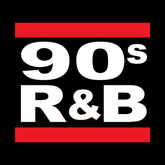 90's logo with black white and red features