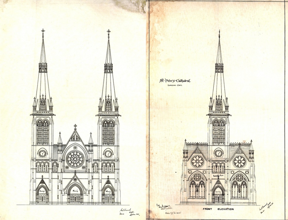 cathedral historic blueprint from newspaper clipping