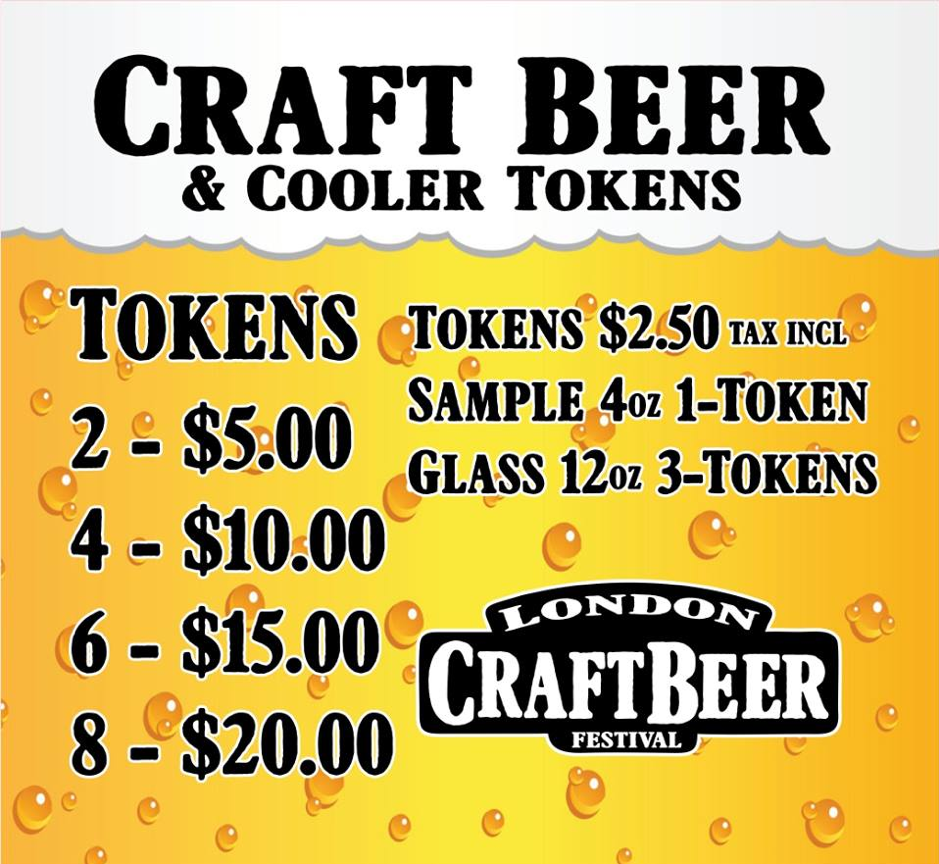 advertisement for beer including prices and token usage details