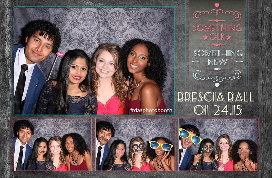 collage style Photo Booth pictures with multiple people and copy in right hand corner
