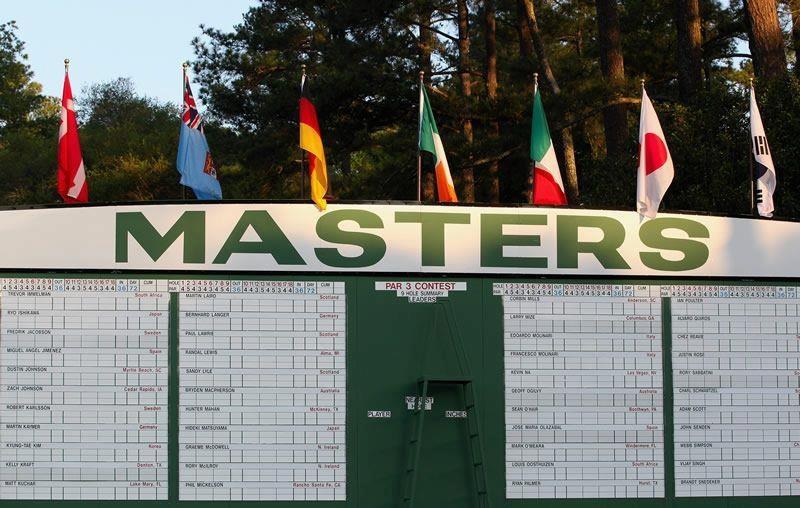 Golf Club masters league score board with flags on top