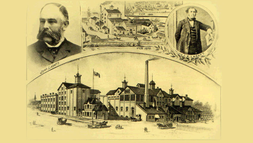 historic newspaper clipping with four images of industrial age