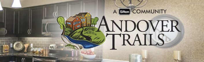 banner featuring interior of kitchen and company logo